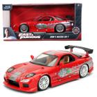 Carrinho Miniatura De Ferro 1:24 Velozes e Furiosos Mazda RX7 Toretto Abre Portas Capô Malas