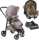 Carrinho olympus chocolate + bebe conforto grid + base- galzerano