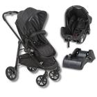 Carrinho olympus new black (preto) + bebe conforto grid + base - galzerano