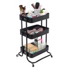 Carrinho Organizador Salão 3 Andares Aço Rodinha Portátil