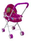 Carrinho Para De Bebe Reborn 4 Rodas Menina Boneca Cor Rosa