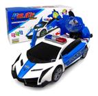 Carrinho Policia Anda Emite Luz E Som Gira 360 Graus - DM TOYS