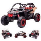 Carrinho Utv Quadriciclo Elétrico Preto Infantil 24v USB MP3 Luz/Som Controle Remoto Can Am Maverick