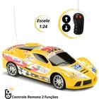 Carro Carrinho Controle Remoto 1:24 Race 2 Funções Amarelo