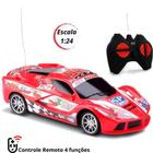 Carro Carrinho Controle Remoto Samba Race 4 Funções Vermelho - Samba Toys