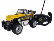 Carro Carrinho Jipe Amarelo Controle Remoto Sem Fio 1:24 Brinquedo - DM TOYS