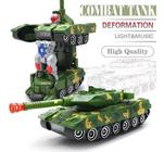 Carro Combate Tank Transforme Vira Robô Com Som E Luz! - DM TOYS