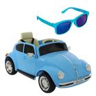 Carro Elétrico Infantil Beetle Azul com óculos De Sol Baby - Bel Fix