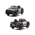 Carro Elétrico Policia Motorizado Passeio Automático com Pedal Controle Remoto para Criança 12V MP3 Micro SD Controle de Volume Luzes Dia das Crianças