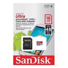 Cartão de Memória 16GB Micro SD Classe 10 c/ Adap. - Sandisk