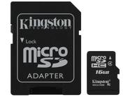 Cartão de Memória 16GB Micro SDHC Classe 4 - com Adaptador Kingston SDC4/16GB