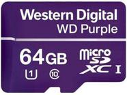Cartão de Memória 64GB Micro SD Western Digital - Classe 10 Câmera de Segurança WD Purple