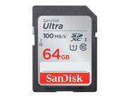 Cartao de memoria 64gb sdxc sandisk classe 10 ultra 100 mb/s uhs-i - sdsdunr-064g-gn3in