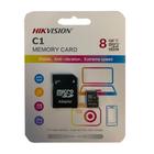 Cartão de Memória Hikvision 8GB MicroSDHC Com Adaptador 23MB/s C1 Series HS-TF-C1(STD)/8G/Adapter