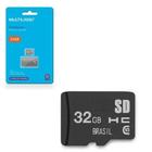 Cartão de Memória Micro SD 32Gb c/ Leitor USB Pen Drive 2x1
