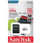 Cartão de Memória SanDisk 16GB Micro SD Classe 10 a Prova de Água p/ Smartphone SDSQUNS-016G-CN3MA