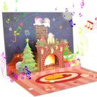 Cartão de Natal MZD8391 Papai Noel animado atualizado com música e Li