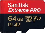 Cartão memória sandisk extreme pro micro sd xc 64gb 200mb/s