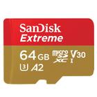 Cartão MicroSDXC 64GB SanDisk Extreme 170Mb/s UHS-I / U2 / V30 / Classe 10