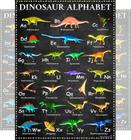 Cartaz com alfabeto de dinossauro, 14 x 19,5 cm, laminado para crianças