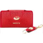 Carteira Feminina Mitty Com Chaveiro 100% Couro Legitimo Cor Vermelho M28FCH 0010