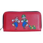 Carteira Super Mario e Luigi 18 x 10 Com Divisórias Vermelha