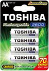 Cartela c/ 4 pilhas AA recarregáveis da TOSHIBA, modelo TNH-6GAE BP-4C