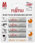 Cartela c/ 4 pilhas BRANCAS AA recarregáveis Fujitsu Standard, modelo HR-3UTC