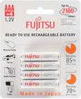 Cartela c/ 4 pilhas BRANCAS AAA PALITO recarregáveis Fujitsu Standard, modelo HR-4UTC