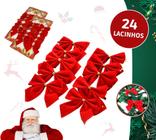 Cartela Com 24 Laços Enfeite De Árvore Para Natal Decoração