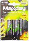 Cartela com 4 pilhas palito Recarregável AAA 2800 mAh - Maxday