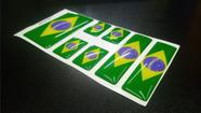 Cartela Com 7 Adesivos da Bandeira do Brasil Resinado Brilho