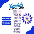 Cartela De Adesivo Flor Azul Royal - Sticker C/6 Unidades - Mmixer10 - Nybc