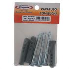 Cartela Parafuso Madeira Preguim Com Bucha 10Mm Sextavado Com 03 Pecas 0708