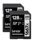 Cartões de memória Lexar 128GB (pacote com 2) Professional 1667x SDXC