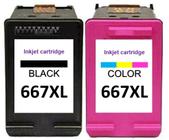 Cartucho Compatível 667xl 667 Preto 15ml + Colorido Deskjet Ink Advantage 2376 1275 2374 2375 2776 6476 6475