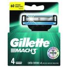 Cartucho de Lamina De Barbear Gillette Mach 3 Com 4 Unidades