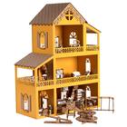 Casa Casinha De Boneca Amarela Polly Mdf +36móveis+parquinho