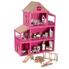 Casa Casinha De Boneca Pink Mdf 36 Móveis Parquinho Montada