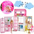 Casa Tema Barbie Adesivada Real Glam com Boneca Brinquedo Casinha