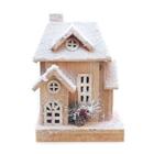 Casa Decorativa Nevada com Led Marrom Branco 28cm 2AA - 1 Un