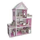 Casa Para Boneca Polly Pintada Rosa Bebê e Branco Com 21 Móveis Branco Mdf Madeira