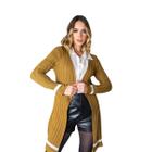 Casaco Cardigan Feminino Longo Acinturado Tricot Inverno Elegante Casual Tricô Alongado Sobretudo Básico Trabalho Dia a Dia 