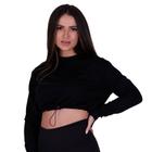 Casaco de Moletom Feminino Blusa de Inverno Manga Longa Moletinho com Regulagem Louise