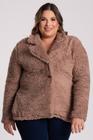 Casaco Feminino Plus Size de Pelo Teddy (Sherpa) - Serena