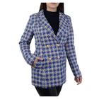 Casaco Feminino Safira Médio Xadrez Dark Blue Médio- KA-009