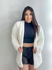Casaco Feminino Teddy Sobretudo Com Capuz Moda Inverno