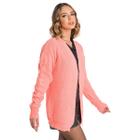 Casaco Feminino Tricot Cardigan Trança Manga