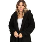 Casaco Inverno Pelinho Frio Moda Blogueira Com Capuz Plus - Teddy