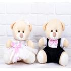 CASAL DE URSO TEDDE 26cm - PAJEM PRETO DAMINHA BRANCA 2 PÇS.